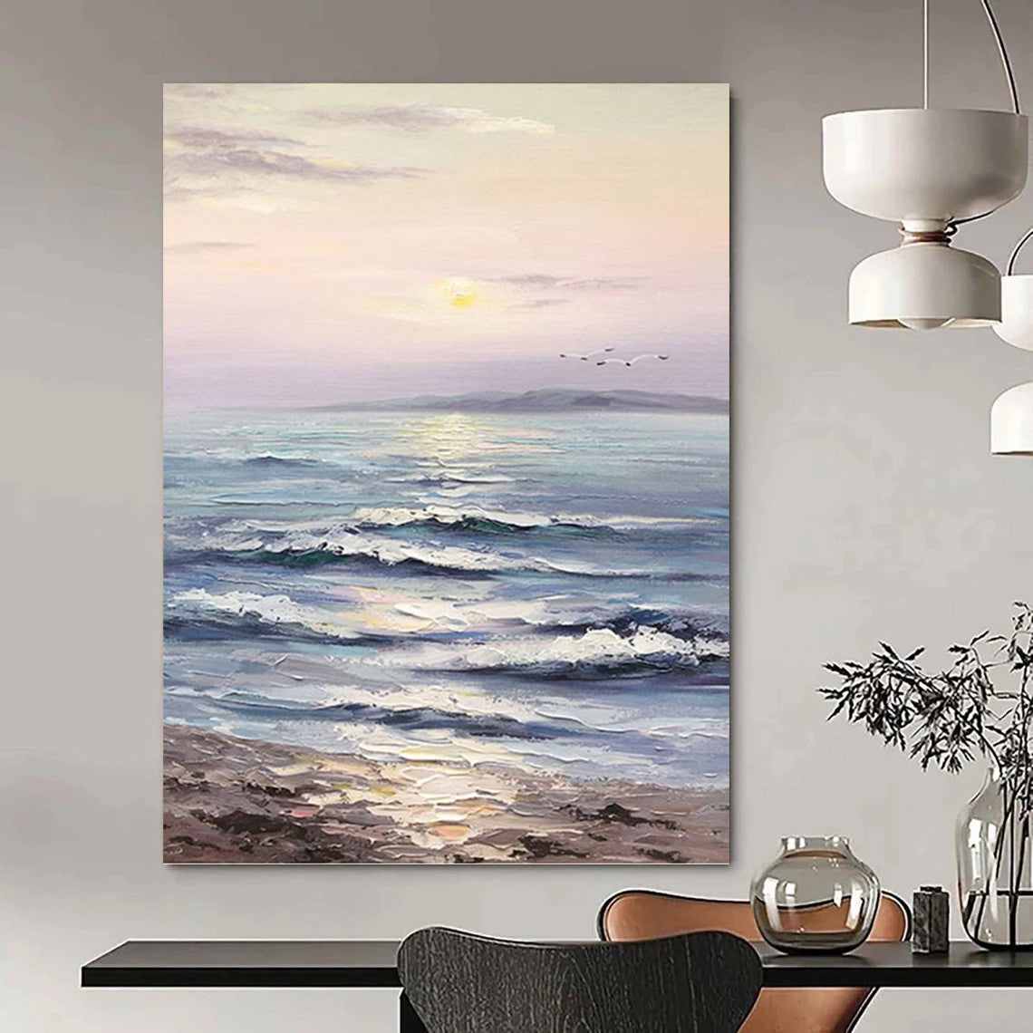 sunset coastal canvas pastel design 5